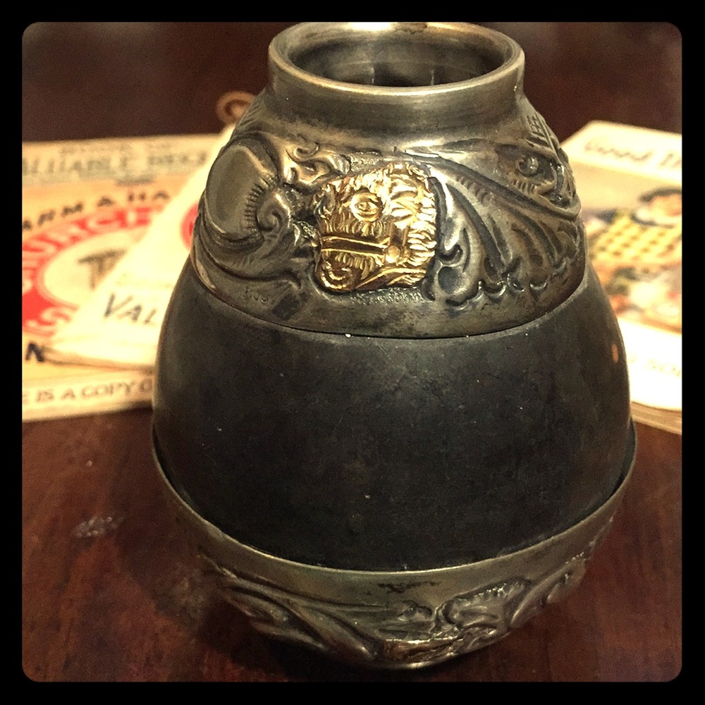 Antique Argentinian .800 Silver Yerbe Mate Gourd